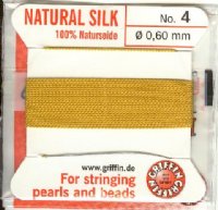 2 Meters of #4 Amber Griffin Silk Cord with Fixed Needle